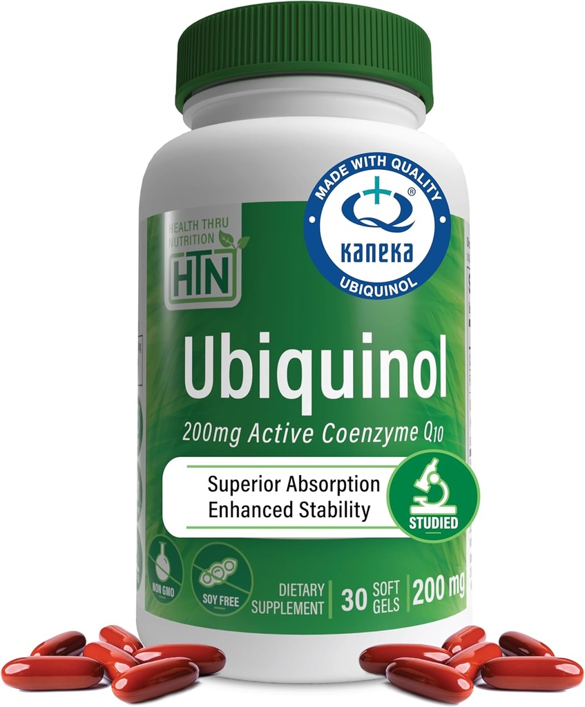 Santé Thru Nutrition Ubiquinol 200mg 30 softgels comme Kaneka QH réduit CoQ-10.