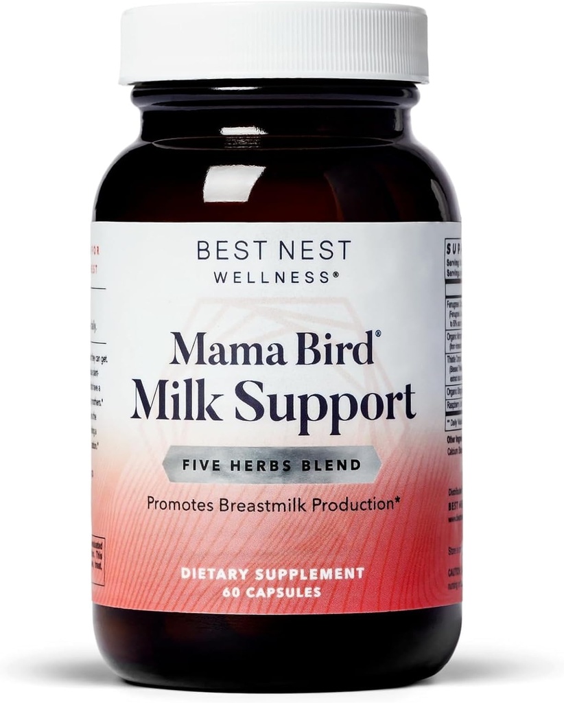 Best Nest Wellness Mama Bird Milk Support - Healthy Breast Milk Flow Support Supplement - Breastfeeding Support with Fenugreek & Moringa - Aids Milk Supply for Baby - 60 Capsules