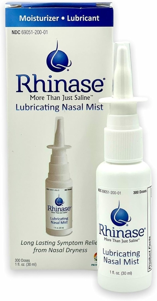 Rhinase Allergie Relief Saline Nasal Spray – Steroid Free, Dual Wetting Agent & Sel Formulation, 300 Vaporisateurs pour le Nez sec, Allergie, Saignements de nez de la sécheresse nasale