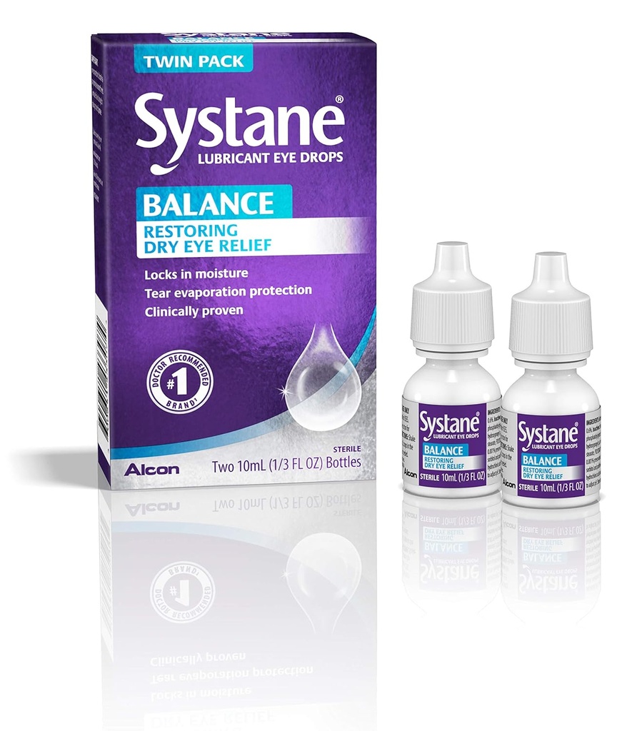 Lubrifiant Systane Balance gouttes oculaires, Twin Pack, 10 mL chacune