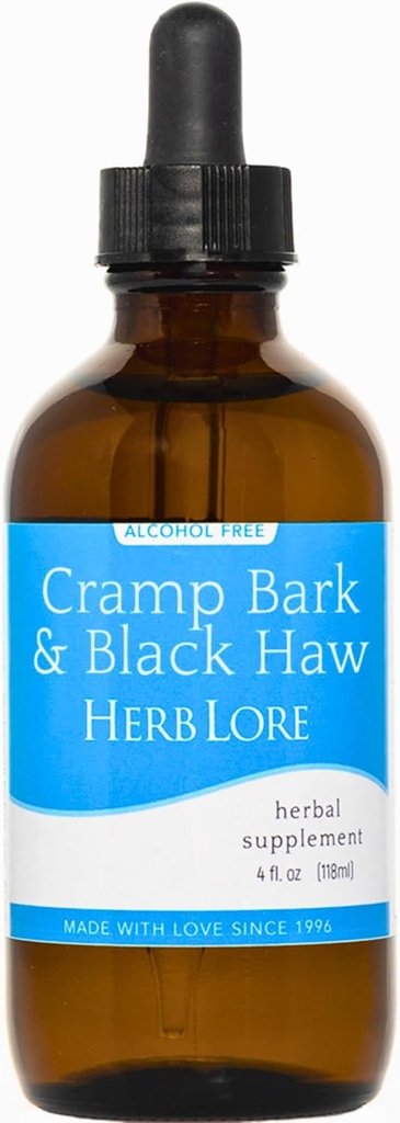 Herb Lore Cramp Bark & Black Haw Tincture – Alcohol Free Liquid Herbal Menstrual Cramp Supplement Drops for Period Cramps, Muscle Tension & Uterine Support (4 fl oz)