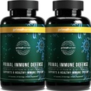 Primal Harvest Primal Imune Defense: 10-en-1 Imune Support avec Probiotiques, Zinc, Vitamines C, B6, D3 & K2, Immune Booster pour Adultes 60 Capsules (2-Pack)