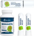 Kit de soutien de base Vigor Migrastil Migraine avec bâton de migraine, capsules et inhalateur de nausée. Fabriqué aux États-Unis
