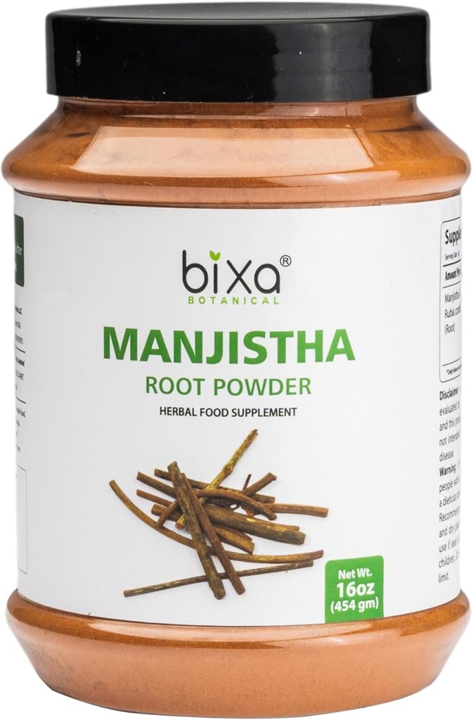 Bixa BOTANICAL Manjistha Poudre de Rubia cordifolia 1 Pound / 16 OZ.com Supplément à base de plantes pour la peau et le visage Pack.