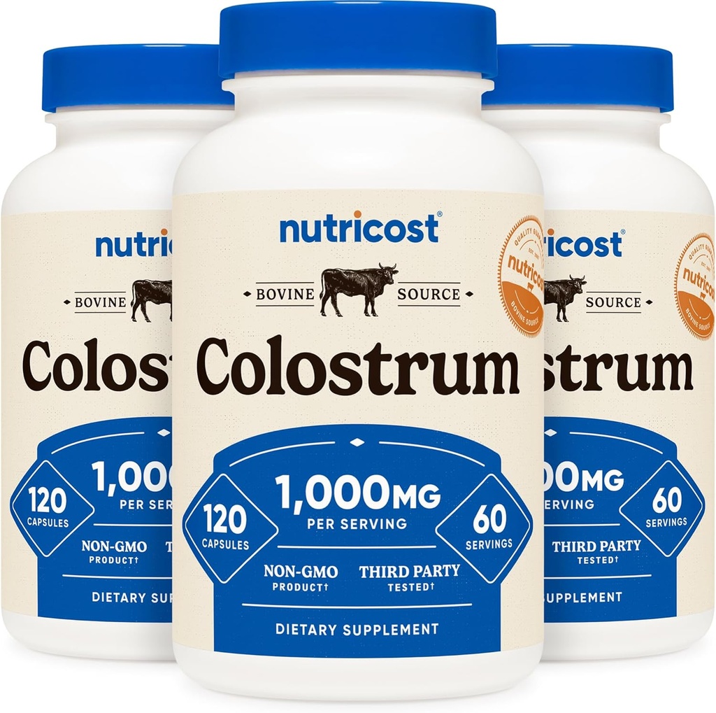 Nutricost Colostrum 1000mg, 120 Caps, 60 Servings (3 Bottles)