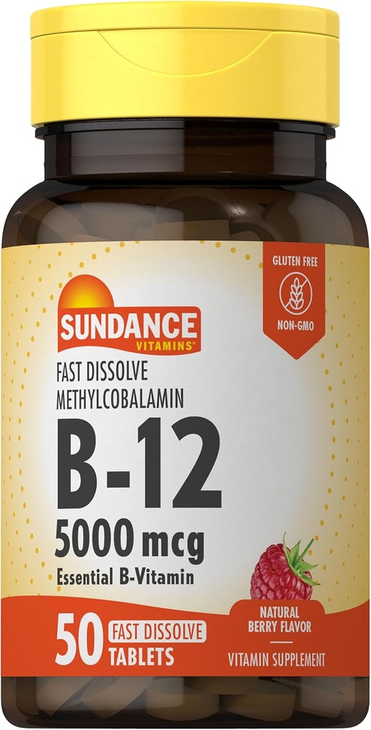 Sundance Vitamine B12 Comprimés Dissolvants Rapides de 5000 mcg.