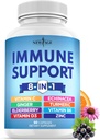 NEW AGE 8 in 1 Immune Support Booster Supplément avec Echinacea, vitamine C et zinc 50mg, vitamine D 5000 UI, curcumine et gingembre, B6, Elderberry 60 Compte (paquet de 1)
