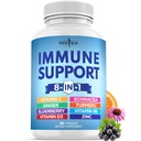 NEW AGE 8 in 1 Immune Support Booster Supplément avec Echinacea, vitamine C et zinc 50mg, vitamine D 5000 UI, curcumine et gingembre, B6, Elderberry 60 Compte (paquet de 1)