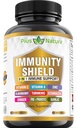 Soutien immunitaire 9-en-1 Vitamine C (1000mg), Vitamine D3 (5000 UI), Zinc (22mg) avec Elderberry, Turmeric, Echinacea, Ginger, Ail et Pré+Pro-Biotique par portion (120 capsules par bouteille - 2 mois d'approvisionnement)