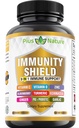 Soutien immunitaire 9-en-1 Vitamine C (1000mg), Vitamine D3 (5000 UI), Zinc (22mg) avec Elderberry, Turmeric, Echinacea, Ginger, Ail et Pré+Pro-Biotique par portion (120 capsules par bouteille - 2 mois d'approvisionnement)