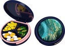 Serfeymi Petite Pill Box - 3 compartiments Pill Box portable pour la poche de Purse, compact Mini cas de pilule de voyage - Convient pour la médecine, la vitamine, l'huile de poisson, suppléments - Bleu foncé (Tide émeraude)