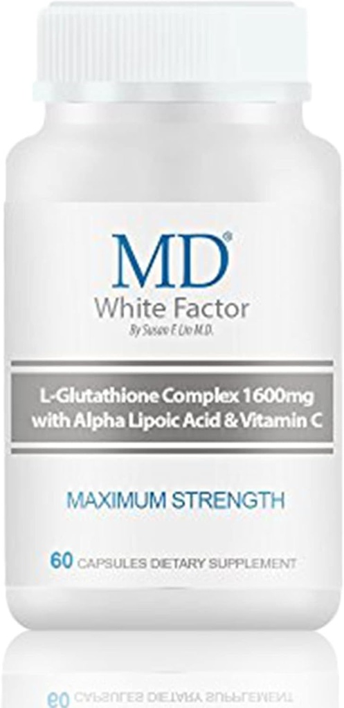 MD Facteur blanc - Supplément de glutathion avec des antioxydants efficaces, vitamine C et acide lipoïque (60 capsules)