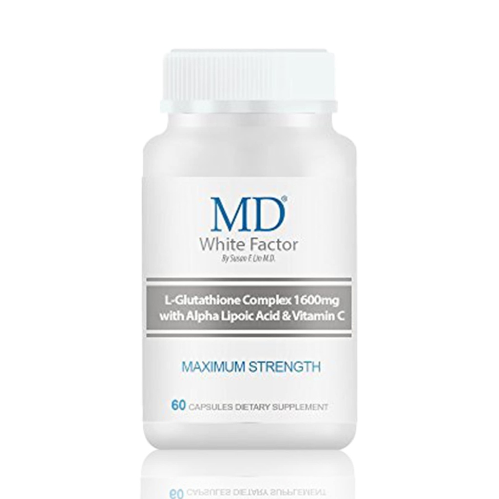 MD Facteur blanc - Supplément de glutathion avec des antioxydants efficaces, vitamine C et acide lipoïque (60 capsules)