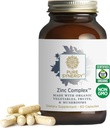 PURE SYNERGY Zinc Complex: supplément de soutien immunitaire: complexe naturel de zinc végétalien avec vitamine C et aliments bio entiers pour la santé immunitaire, cérébrale et cutanée (60 capsules)