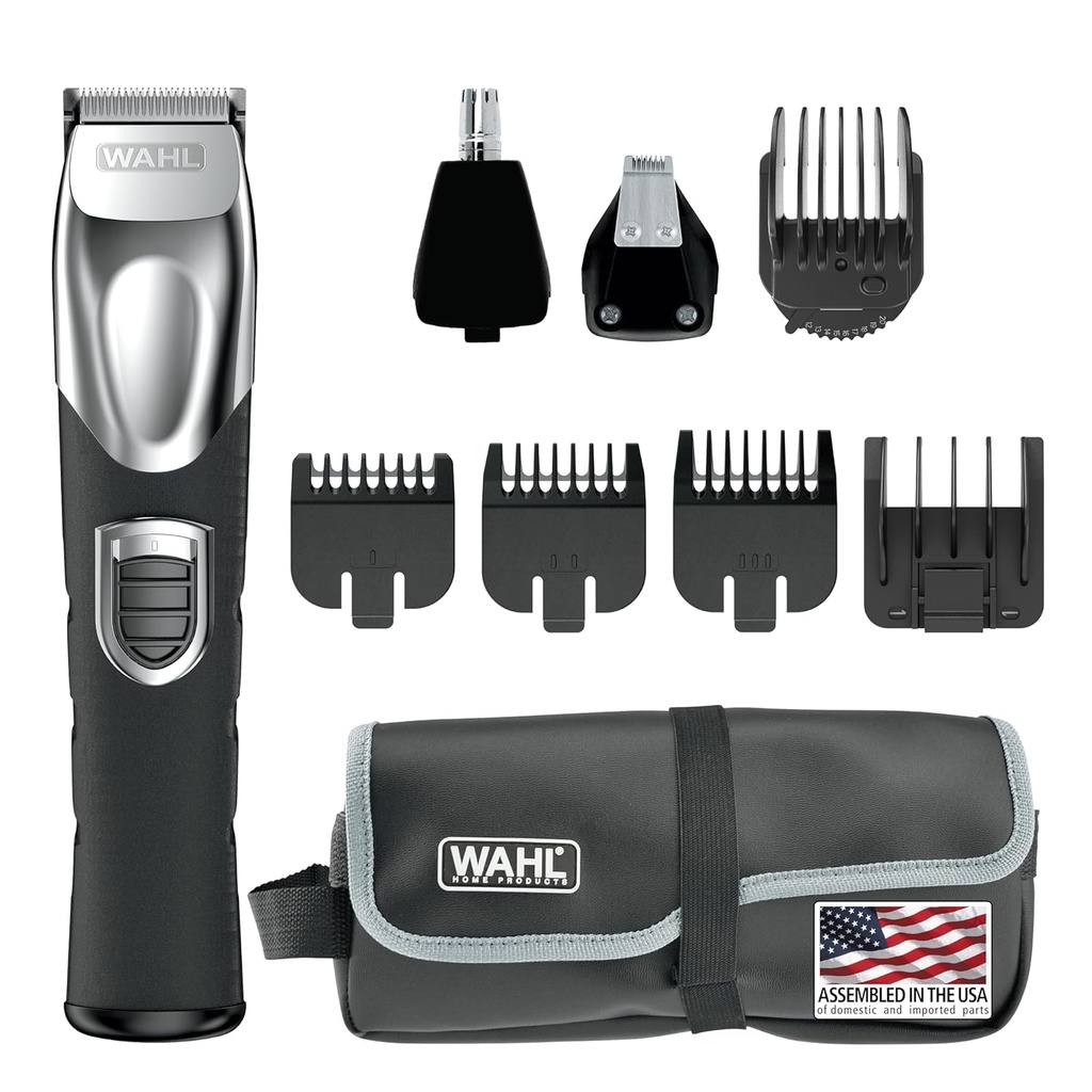 Wahl USA Rechargeable Lithium Ion All in One Beard Trimmer pour hommes avec détail et l'oreille et le nez de l'armoire à cheveux – modèle 9854-600B