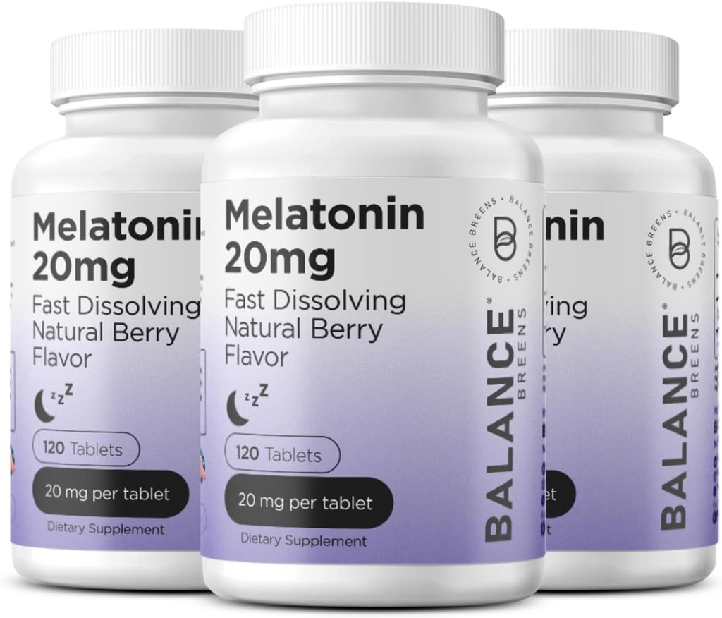 Balancebreens Melatonin 20mg Comprimés à dissolution rapide - Haute puissance, action rapide, soutien de sommeil naturel – Aides au sommeil pour les adultes – Formule non gorgée, sans médicaments – 120 pilules pour dormir