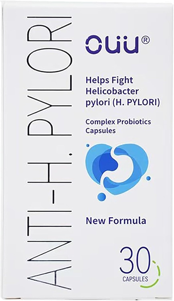 OUU H Pylori Treatment |Pylopass Lactobacillus Reuteri Probiotic Suitable for Adults & Children Age 9+ |20 Billion CFU Per Serving |28 Vegetarian Capsules |Relief from Heartburn & Acid Reflux