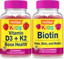 Eh bien oui Vitamine D3+K2 Enfants + Biotine Enfants, Gommies Bundle - Grande dégustation, supplément de vitamine, sans gluten, sans OGM, gommy à croquer