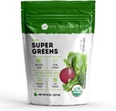 Kate Naturals Bio Super Greens Poudre. Daily Greens Superfood Blend avec des probiotiques et fibre pour les smoothies et le jus (30 portions, 8oz, naturel)