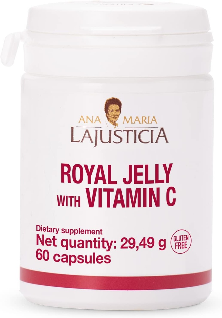 ANA MARIA LAJUSTICIA - Royal Jelly avec vitamine C - 60 Capsules Lait et sans gluten. Parfait pour promouvoir la santé vasculaire.