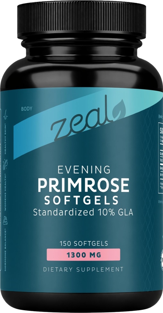 Capsules d'huile de Primrose du soir (150 Softgels liquides de 1300mg) Huile de Primrose du soir Premium – Supplément de soutien hormonal naturel pour les femmes - pressé à froid w. 10% GLA