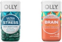 OLLY Ultra Strength Au revoir Stress Softgels, GABA, Ashwagandha, L-Theanine et Lemon Baume et Ultra Strength Brain Softgels, Nootropic, soutient la fonction cérébrale saine, la mémoire