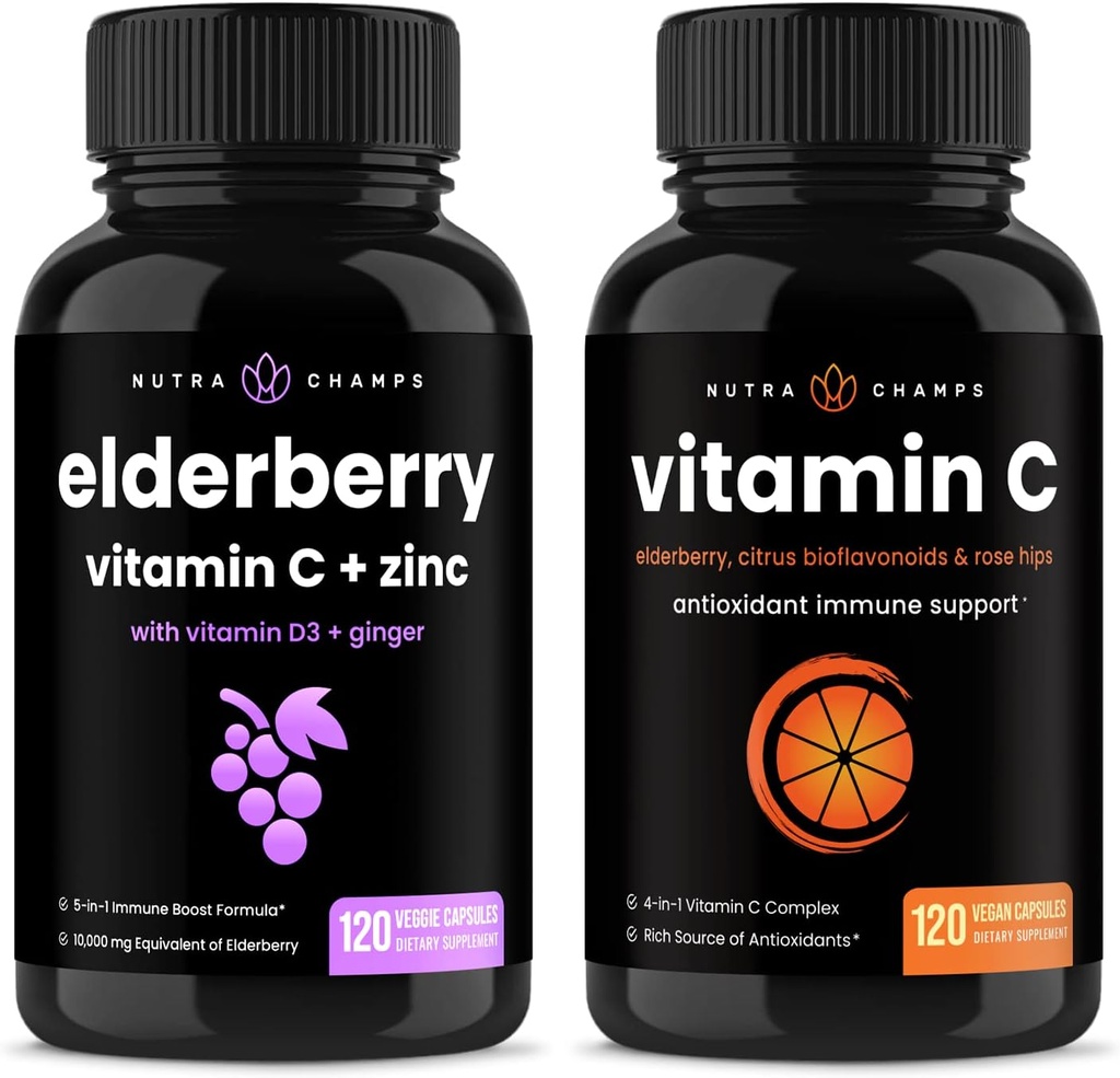 NutraChamps Elderberry and Vitamin C Capsules Bundle