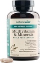 NatureWise Multivitamine pour les hommes + Stress Support + Fulvic Ionic Minerals + Probiotiques pour l'immunité, la santé masculine, la digestion + aliments biologiques entiers - Végétarien, Non-OGM - 60 Capsules[1-Mois]
