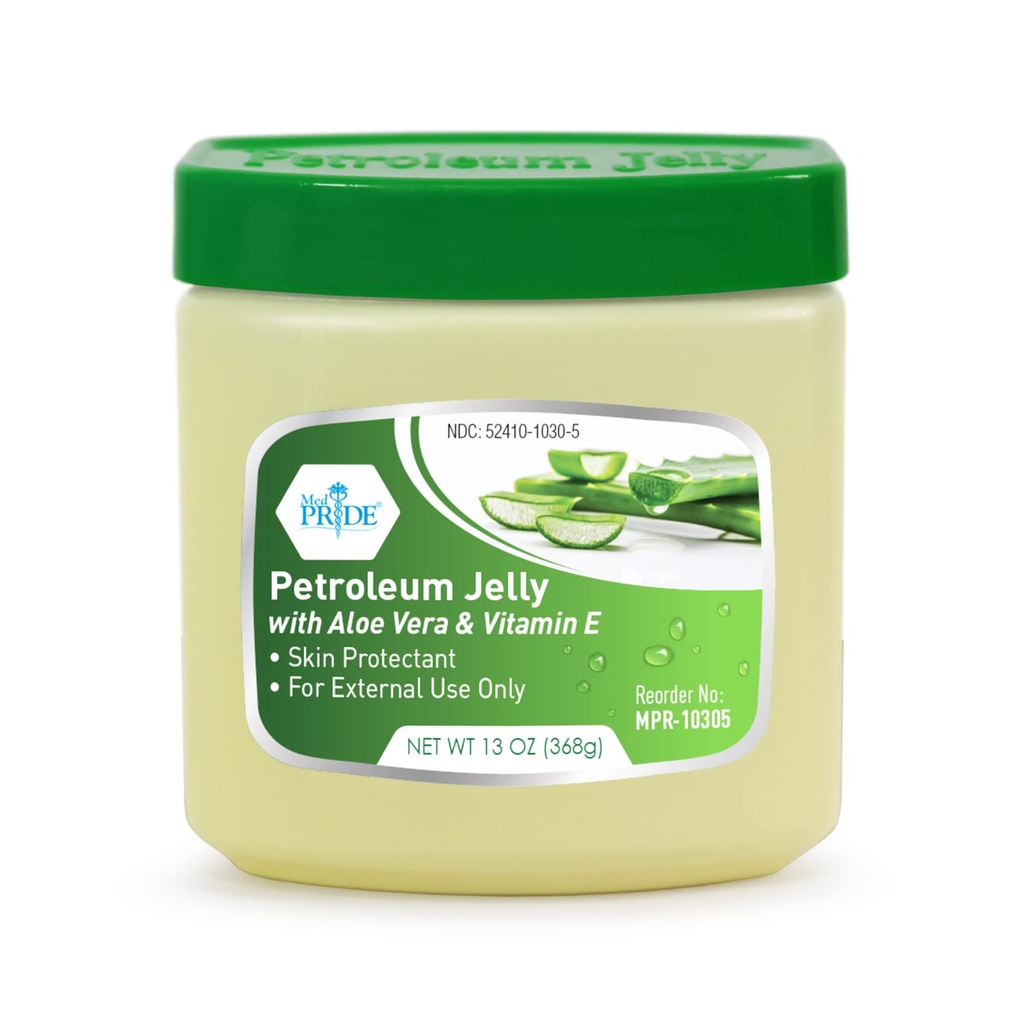 MED PRIDE Pétrole Jelly 13 Oz Tub avec Aloe Vera Medicine et la vitamine E pour la peau sèche, Rashes, Brûlures, Lèvres chavirées, Rash de couches