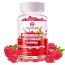 Glycinat de magnésium Gommies 1000mg - Supplément de potassium de magnésium sans sucre avec vitamine D, B6, CoQ10 pour l'humeur calme et le sommeil - 90 Gommies de framboise.