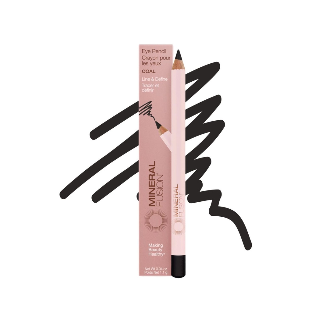 Pencil à oeil de fusion minérale, Eyeliner noir avec camomille apaisante, mousse de Meadow et vitamine E, Velvety lisse, hypoallergénique maquillage des yeux à la ligne et définir, Long-Lasting Eyeliner Pencil, charbon, 0,04 Oz