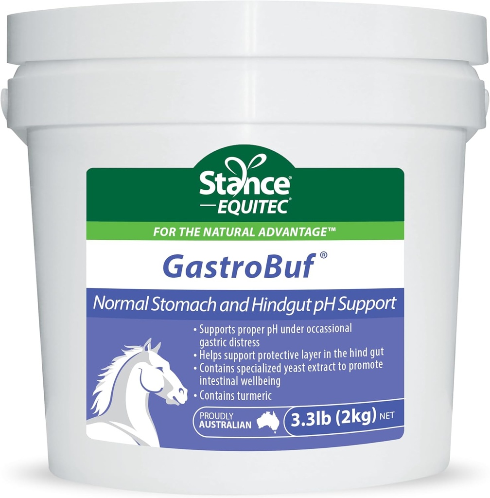 Stance Equitec GastroBuf - Soutien du pH normal de l'estomac - Supplément Cheval- Aide à soutenir la couche de protection dans le Bowel, soutenir le pH approprié sous la détresse gastrique occasionnelle, contient du curcuma - 3,3 lb