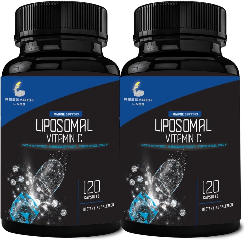 Research Labs Liposomal Vitamin C Supplement w/Enhanced Absorption LipoQuil-C™ | 2 Fer 1 ad 240 Capsules Total Immune Support Collagen Booster | High Dose Fat Soluble Vita C 1000mg Buffered | Non GMO