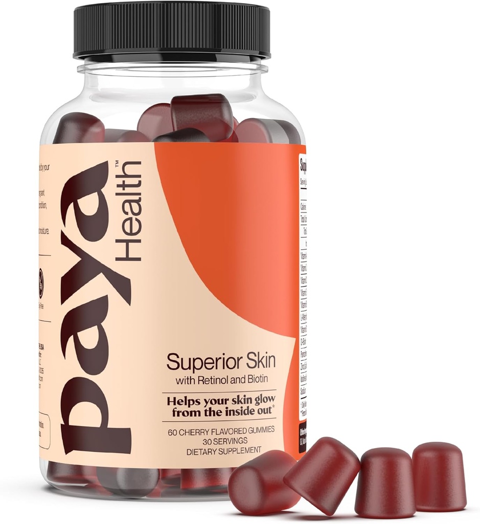 Gommies de rétinol et de biotine pour la peau claire, lisse, cheveux et ongles sains Supplément avec le zinc, les vitamines A, E et C