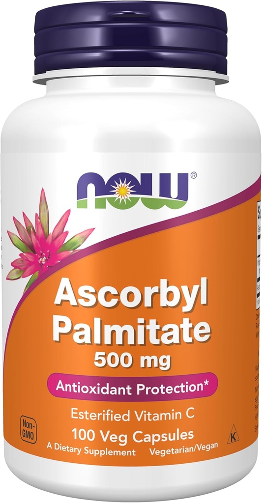 Suppléments, Palmitate d'Ascorbyl 500 mg, Vitamine C estérifiée, Protection antioxydante*, 100 gélules