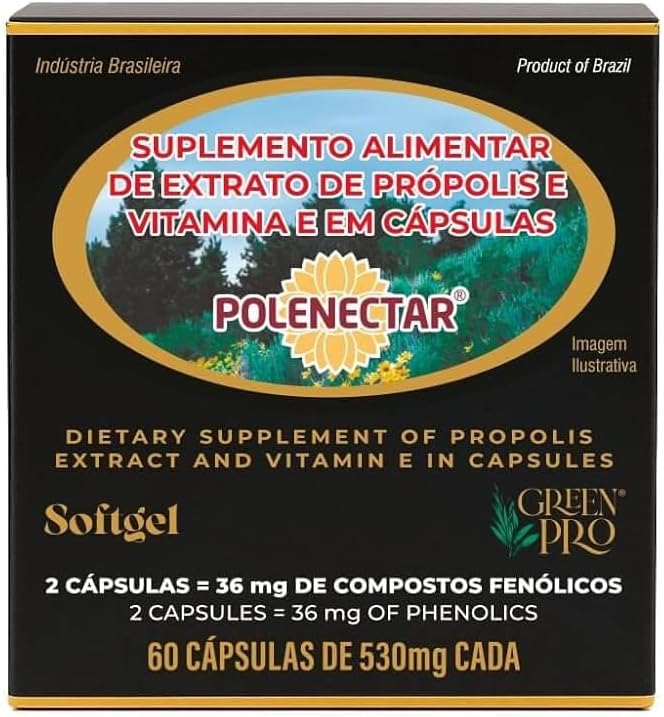 2 Pack de Polenectar Brésil Propolis d'abeille verte 60 Softgels 300 mg