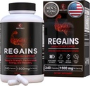 Suppléments HGH pour les hommes et les femmes - Regains Natural Anabolic Muscle Growth Building & Human Growth Hormone pour les hommes, Muscle Builder pour les hommes, Supplément de récupération musculaire après l'entraînement, 240 pilules protéiques