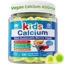 Enfants Gommies de calcium + Vitamine D3 K2, Magnésium, Zinc, Extra Absorption Algae Supplément de calcium pour les enfants doux à l'estomac, os, dents, muscle, cerveau, sans sucre enfants à croquer Vitamines 4+, 60 comtes