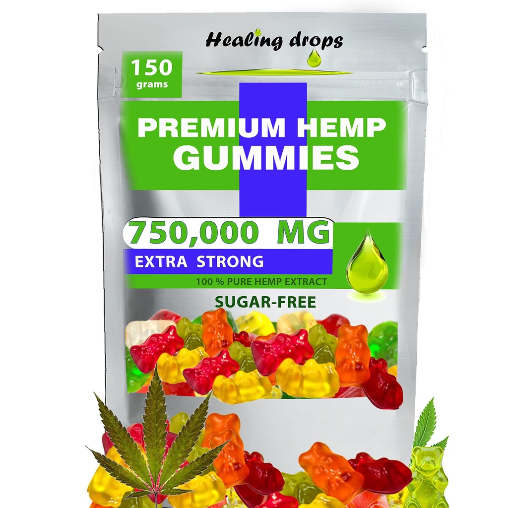 Gommies de chanvre 750.000mg Premium bio sans sucre soins de santé naturels haute puissance riche en vitamines B E C D Omega 3 6 9 Ours Gommy Super