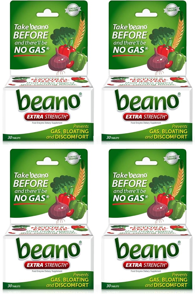 Beano Ultra 800, Supplément enzymatique digestif et prévention du gaz, 30 CT, 4 Pack