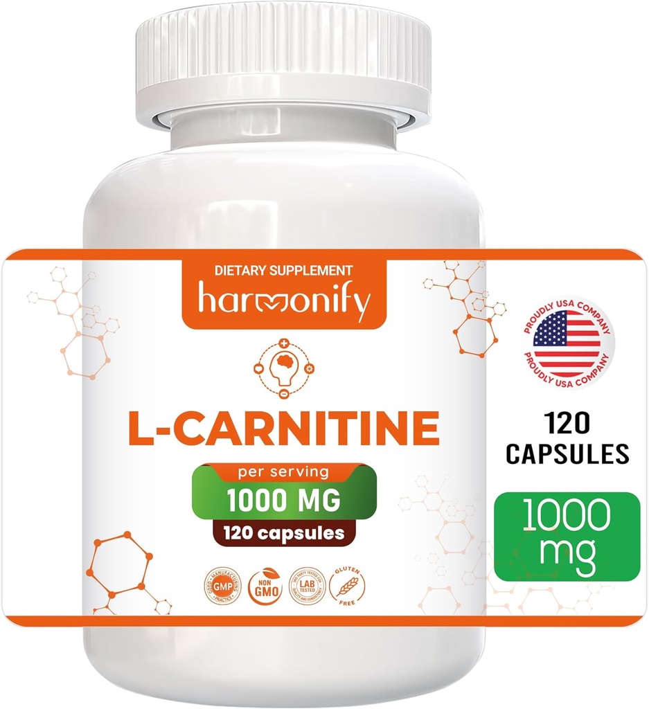L Supplément de carnitine 1000 mg par portion, 120 capsules végétariennes et forme pure, 60 portions