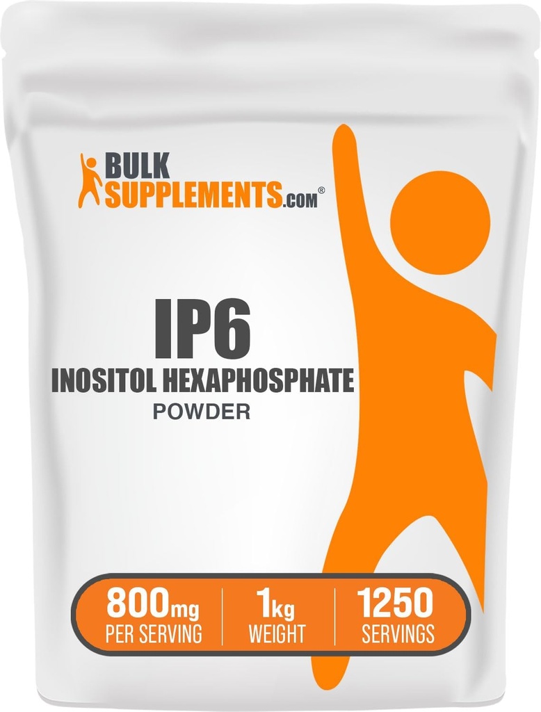 BulkSupplements.com Poudre IP6 - Inositol Hexaphosphate, Supplément IP6 - Supplément Inositol pour support immunitaire, sans gluten, 800mg par portion, 1kg (2,2 lbs) (paquet de 1)