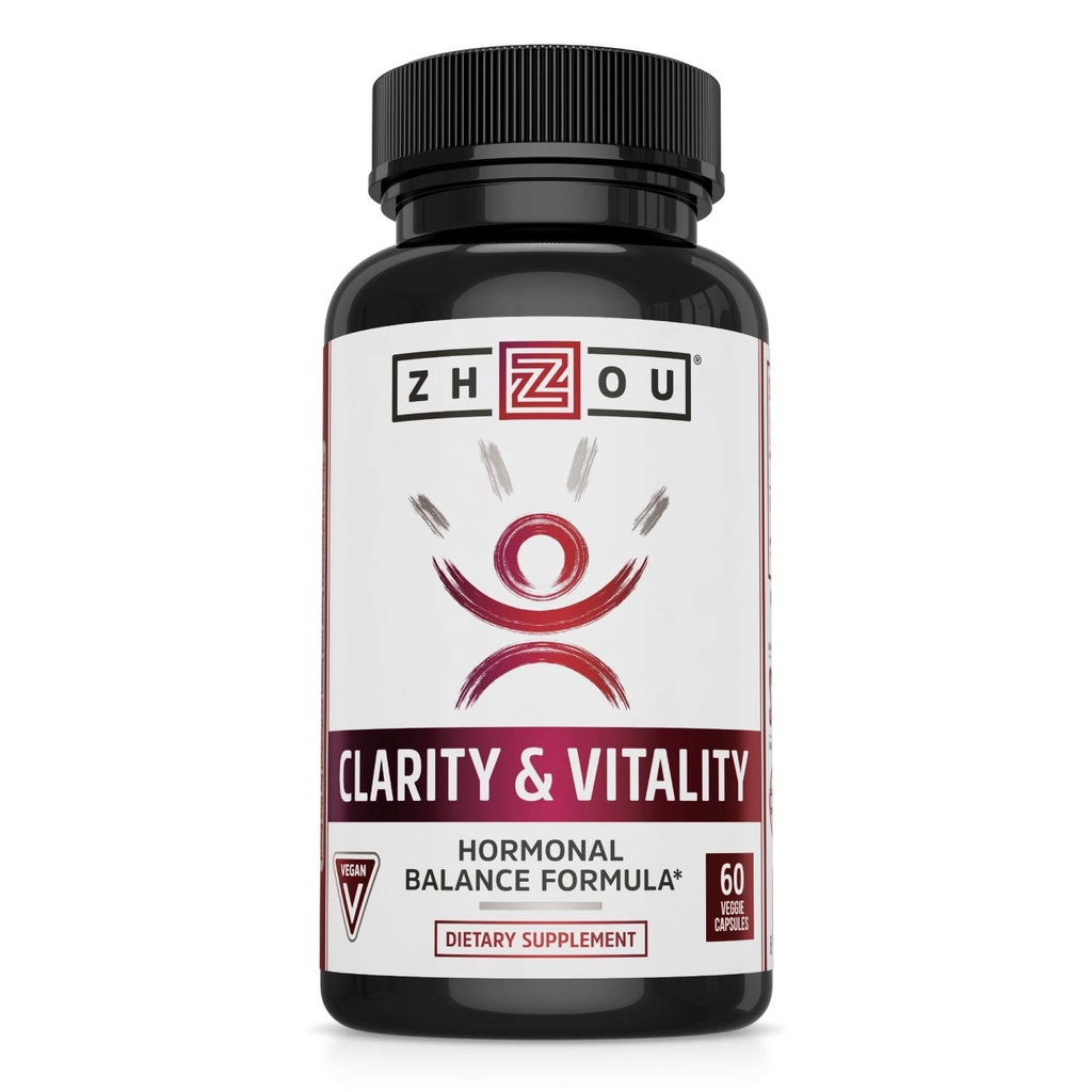 ZHOU Clarté et vitalité (anciennement DHEA) 50 mg, Formule d'équilibre hormonal pour les femmes et les hommes, Vieillissement en santé, Non-OGM, Vegan, Sans gluten, 60 capsules