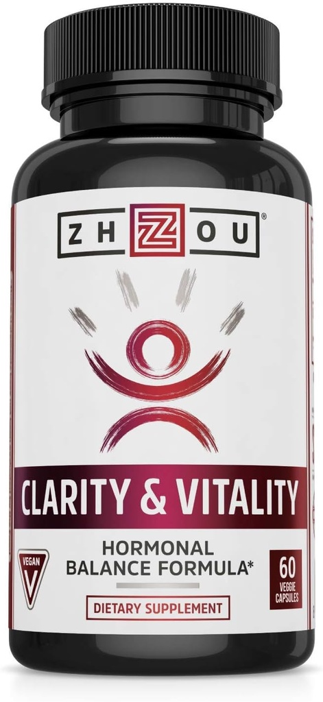 ZHOU Clarté et vitalité (anciennement DHEA) 50 mg, Formule d'équilibre hormonal pour les femmes et les hommes, Vieillissement en santé, Non-OGM, Vegan, Sans gluten, 60 capsules