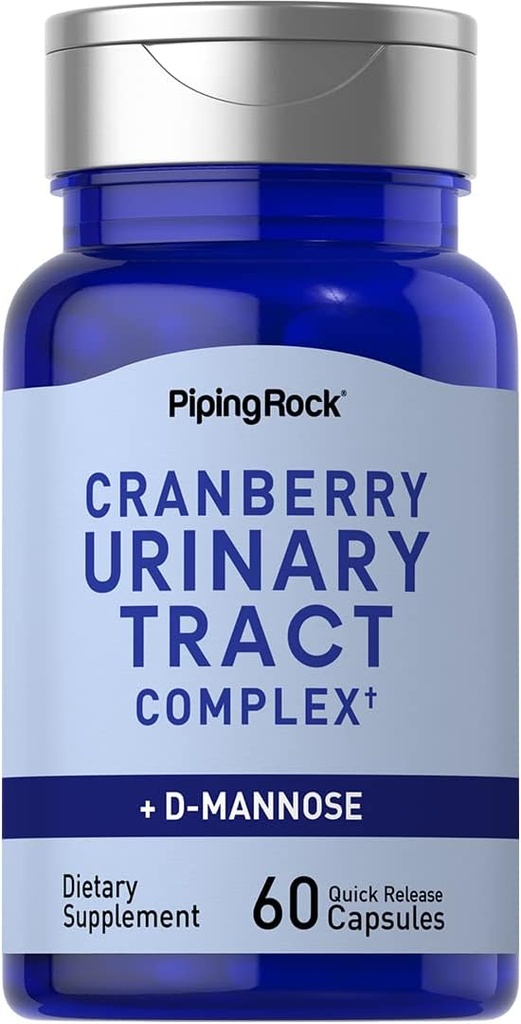 Piping Rock Cranberry Complex Supplément de 60 capsules avec D-Mannose et mélange probiotique pour les femmes et les hommes