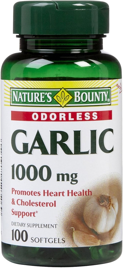 Natures Bounty Extrait d'ail supplément, supporte la fonction circulatoire, 1000 mg softgels à libération rapide, 100 Compte, paquet de 3