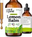 Teinture de baume de citron sauvage et biologique - Supplément de soutien à l'humeur - Melissa Feuille de baume de citron gouttes - Supplément de calmant végétalien, sans sucre et sans alcool - 4 fl oz