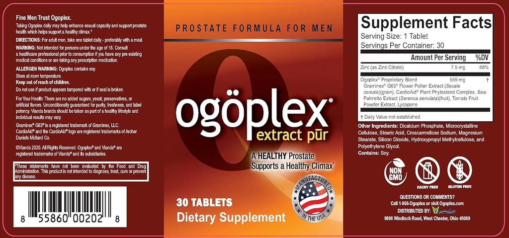 Supplément de soutien à la prostate pour hommes avec Graminex® Swedish Flower Pollen, Saw Palmetto, Phytostérols & Lycopène - 1 jour par jour - 30 comprimés (3 pack)