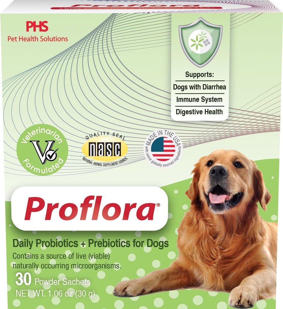 Daily Probiotics and Prebiotics for Dogs, Supports Digestive Health and Immune System, 30 Powder Sachets, 1.06 oz (1-Pack)
