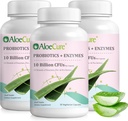 Probiotiques quotidiens AloeCure 10 milliards d'UFC pour le soutien digestif 8 souches, 6 prébiotiques et enzymes - supplément digestif avec bromélain pour les femmes et les hommes - soutien git, soulagement digestif, 30 capsules x 3btls